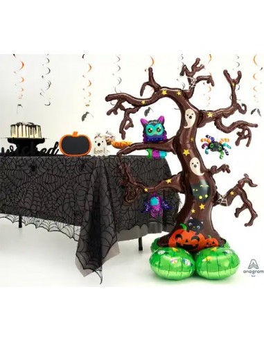 Mega Pallone HALLOWEEN   111 x 157 cm  AirLoonz  Albero di Halloween con fantasmi ragni zucche gufi ecc.. Anagram 1 pz