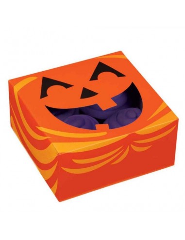SCATOLA PER 4 CUPCAKES-MUFFIN tema Zucca  Halloween 3 PZ  15,8 cm x 15,8 cm x H 7,6  WILTON