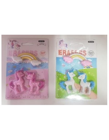 Kit 3 Gomme Unicorno 3D colorate per regalini Compleanno Bambini