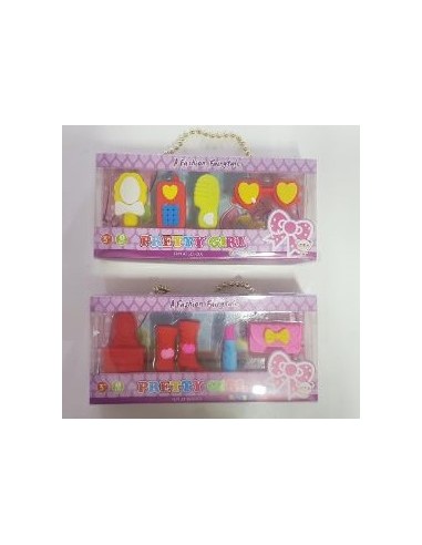 Kit 4 Gomme Fashion  colorate per regalini Compleanno Bambini (Party Favors ) PS: Arrivarà 1 delle 2 Confezioni  in foto in base