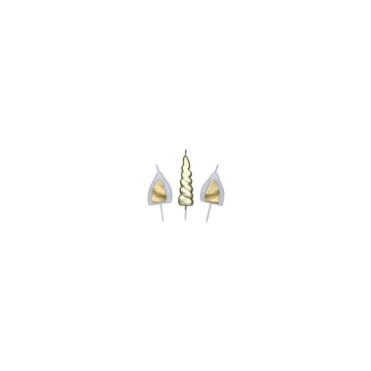 Kit 3 Candeline di cera a tema Unicorno corno 8 cm e orecchie 5 cm PZ 1 Kit 3 Candeline di cera a tema Unicorno corno 8 cm e orecchie 5 cm PZ 1