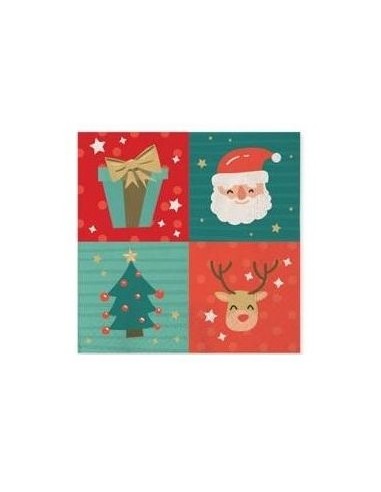 Tovaglioli di Natale in carta  (pacco , albero , renna  e  Babbo Natale) - 33 x 33  cm - 20  pezzi - Big Party