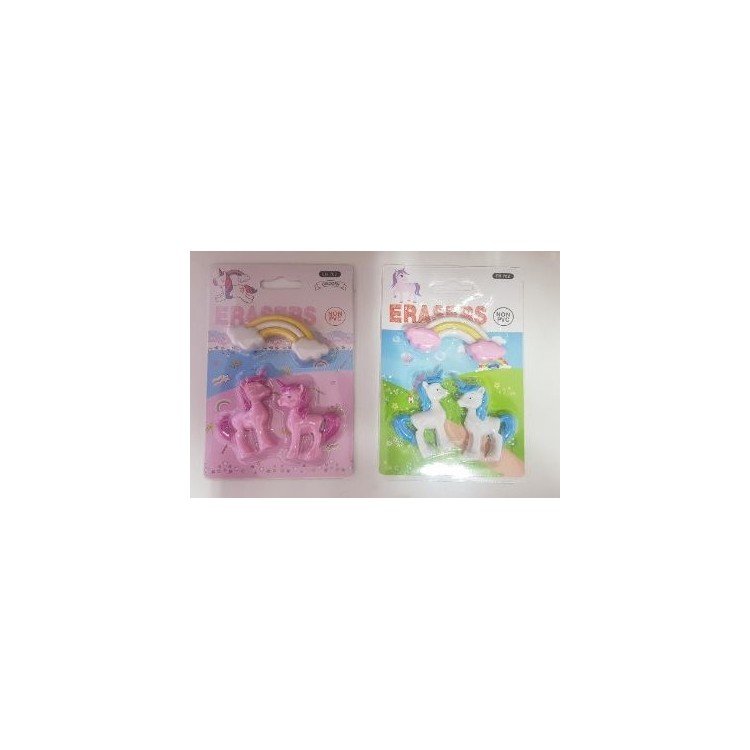 Kit 3 Gomme Unicorno 3D   colorate per regalini Compleanno Bambini (Party Favors ) PS: Arrivarà 1 delle 2 Confezioni  in foto in base alla disponibilità
