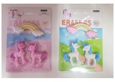Kit 3 Gomme Unicorno 3D   colorate per regalini Compleanno Bambini (Party Favors ) PS: Arrivarà 1 delle 2 Confezioni  in foto in base alla disponibilità