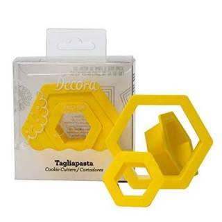 Kit 3 Tagliapasta Esagono (pallone da calcio)  in Plastica - Dim. cm 2,5-  4 - 6  x h 2,2 cm - 3 pezzi - DECORA