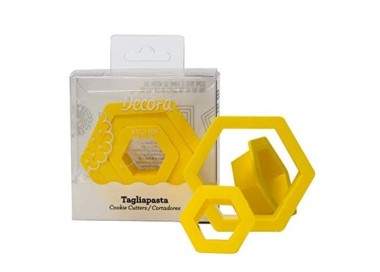 Kit 3 Tagliapasta Esagono (pallone da calcio)  in Plastica - Dim. cm 2,5-  4 - 6  x h 2,2 cm - 3 pezzi - DECORA