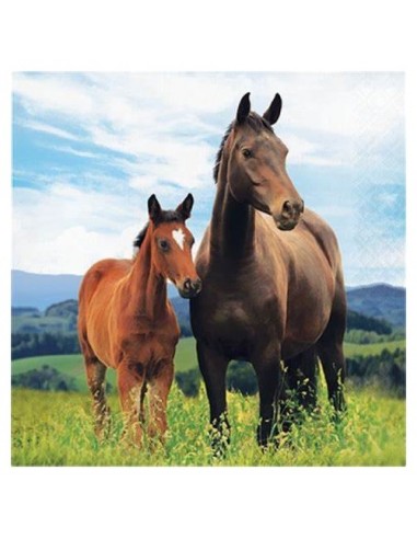 Tovaglioli  tema Cavallo - 32,3 x 32,3 cm  - confezione da 16 pezzi - Nuovo