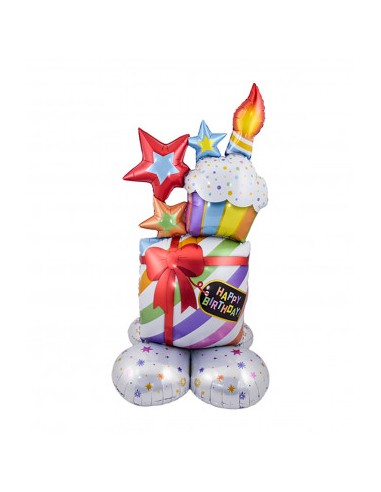 Palloncino  126 cm  AirLoonz Torta con scritta Happy Birthday 1 pz