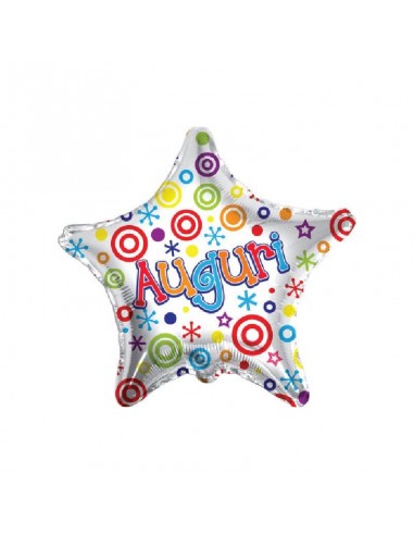 Palloncino stella bianco   con scritta Auguri    18 / 46 cm 1 pz