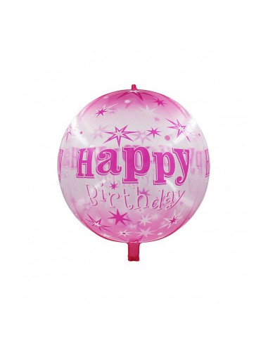 Palloncino Happy Birthday fucsia Bubbles (Nuovo) - 22/ 56 cm - 1 pezzo