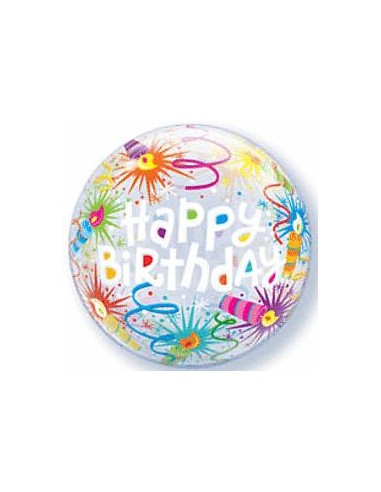 Palloncino  Happy Birthday Bubbles Qualatex - 22/ 56 cm - 1 pz
