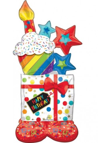 Palloncino 55 139 cm  AirLoonz Torta con scritta Happy Birthday Anagram 1 pz
