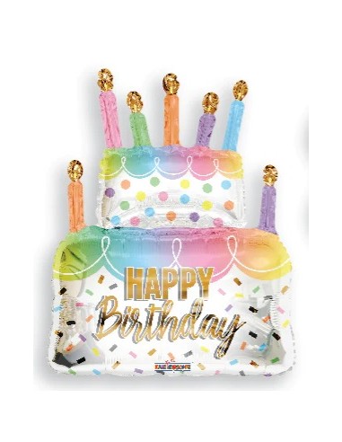Palloncino Torta Compleanno ( HAPPY  BIRTHDAY )- Supershape - 91,4  cm -  - 1 pz