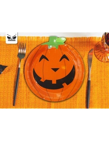 Piatti Piccoli Zucca Halloween - Diam. 18 cm - Confezione da 10 pezzi -
