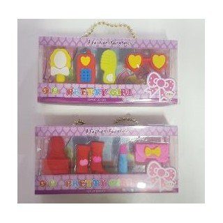 Kit 4 Gomme Fashion  colorate per regalini Compleanno Bambini (Party Favors ) PS: Arrivarà 1 delle 2 Confezioni  in foto in base alla disponibilità