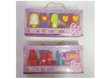 Kit 4 Gomme Fashion  colorate per regalini Compleanno Bambini (Party Favors ) PS: Arrivarà 1 delle 2 Confezioni  in foto in base alla disponibilità