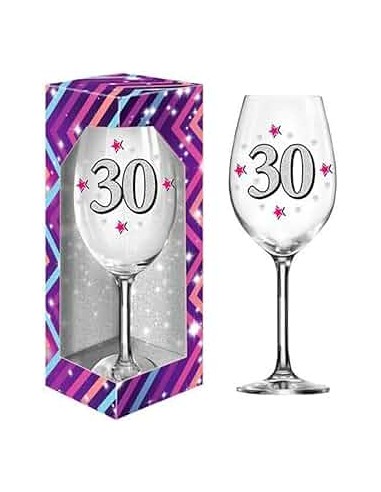  MAXY Bicchiere/Calice   per vino o spumante  30 Anni- 1 pezzo - in vetro- con stampa