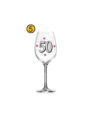  MAXY Bicchiere/Calice   per vino o spumante  50 Anni- 1 pezzo - in vetro- con stampa
