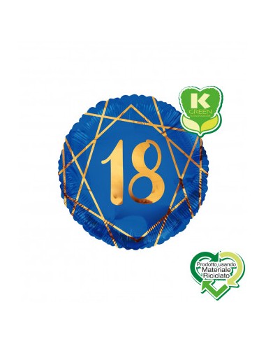 Palloncino 18 Anni blù e oro - 46 cm - 1 pezzo