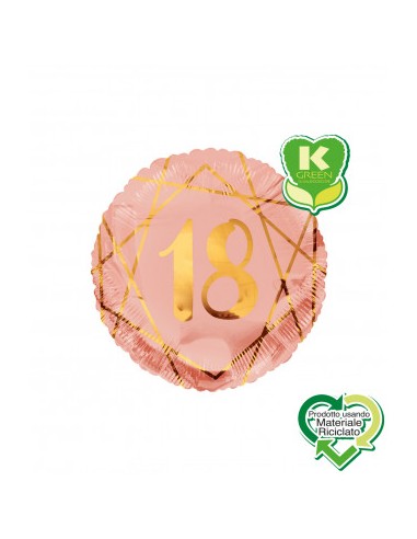 Palloncino 18 Anni Oro rosa e oro - 46 cm - 1 pezzo