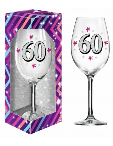  MAXY Bicchiere/Calice   per vino o spumante  60 Anni- 1 pezzo - in vetro- con stampa