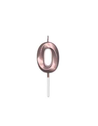 Candelina Prestige   numero 0 di cera  5 cm di colore Rosa Perla Metal     pz 1