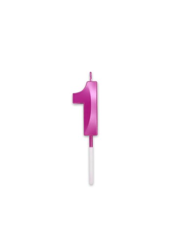 Candelina Prestige   numero 1 di cera  5 cm di colore Fucsia Metal   pz 1