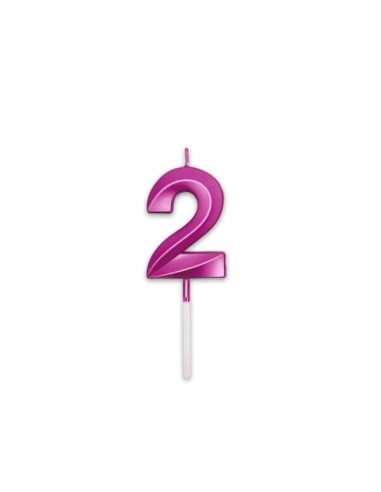 Candelina Prestige   numero 2 di cera  5 cm di colore Fucsia Metal   pz 1