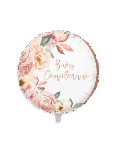 Palloncino Buon Compleanno Tondo Rose - 46 cm - 1 pz