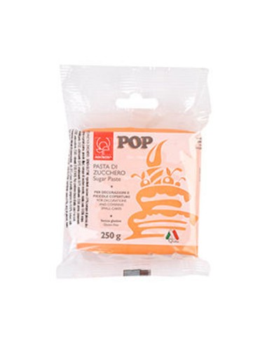 Pasta di Zucchero Pop : per coperture e decorazioni - Colore Arancio Pastello - 250  g -  Senza Glutine e Senza Grassi Idrogenat