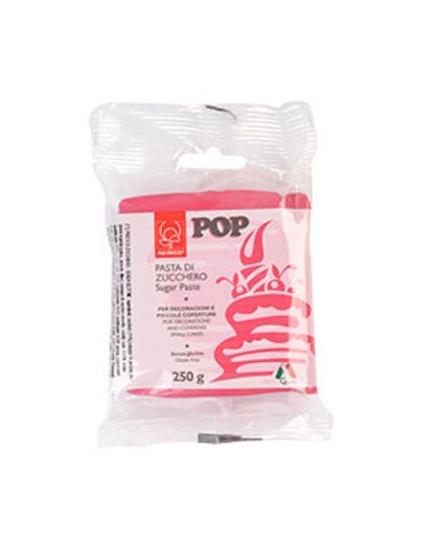 Pasta di Zucchero Pop : per coperture e decorazioni - Colore Fucsia - 250  g -  Senza Glutine e Senza Grassi Idrogenati - Modeco