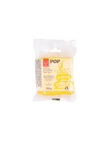 Pasta di Zucchero Pop : per coperture e decorazioni - Colore Giallo Sole - 250  g -  Senza Glutine e Senza Grassi Idrogenati - M