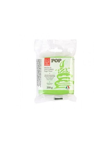 Pasta di Zucchero Pop : per coperture e decorazioni - Colore Verde Prato - 250  g  -  Senza Glutine e Senza Grassi Idrogenati - 