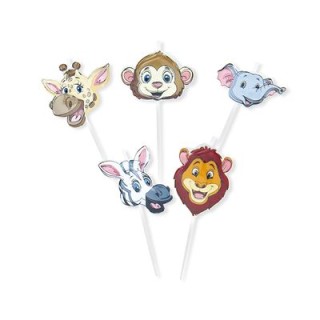 Kit 5 Candeline  di cera  a tema ANIMALI DELLA GIUNGLA   5 x 4 cm  PZ 1