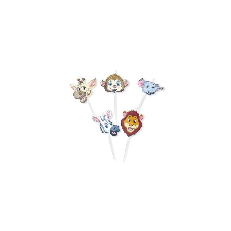 Kit 5 Candeline  di cera  a tema ANIMALI DELLA GIUNGLA   5 x 4 cm  PZ 1