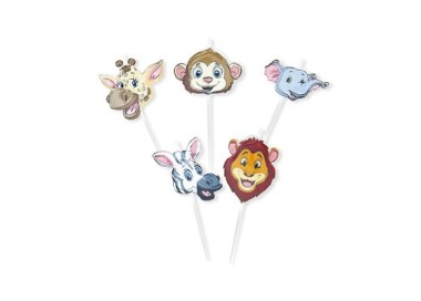 Kit 5 Candeline  di cera  a tema ANIMALI DELLA GIUNGLA   5 x 4 cm  PZ 1