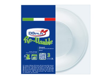 Insalatiera trasparente 2 LITRI 22 CM  3 PZ DOPLA RIUTILIZZABILI E RICICLABILI  BIANCHI  DOPLA