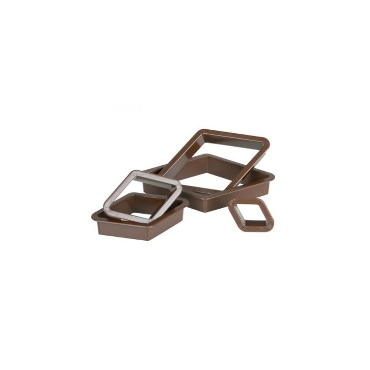 Kit 5 Tagliapasta MOSTACCIOLO (ROMBO)  in Plastica - Dim. cm 2,5/4,5/5,5/7/8  x h 2,2 cm - 5 pezzi - DECORA