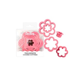 Kit 6 Tagliapasta fiore  in Plastica - Dim. cm 1,5/2,5/3,5/5/6,5/8   x h 2,2 cm - 6 pezzi - DECORA