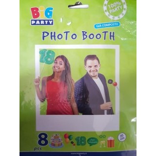 Kit Accessori Foto / Selfie tema 18 Anni   - 8 pezzi - misure e forme diverse