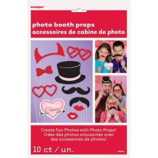 Kit Accessori Foto / Selfie tema Love - 10 pezzi - misure e forme diverse - Unique