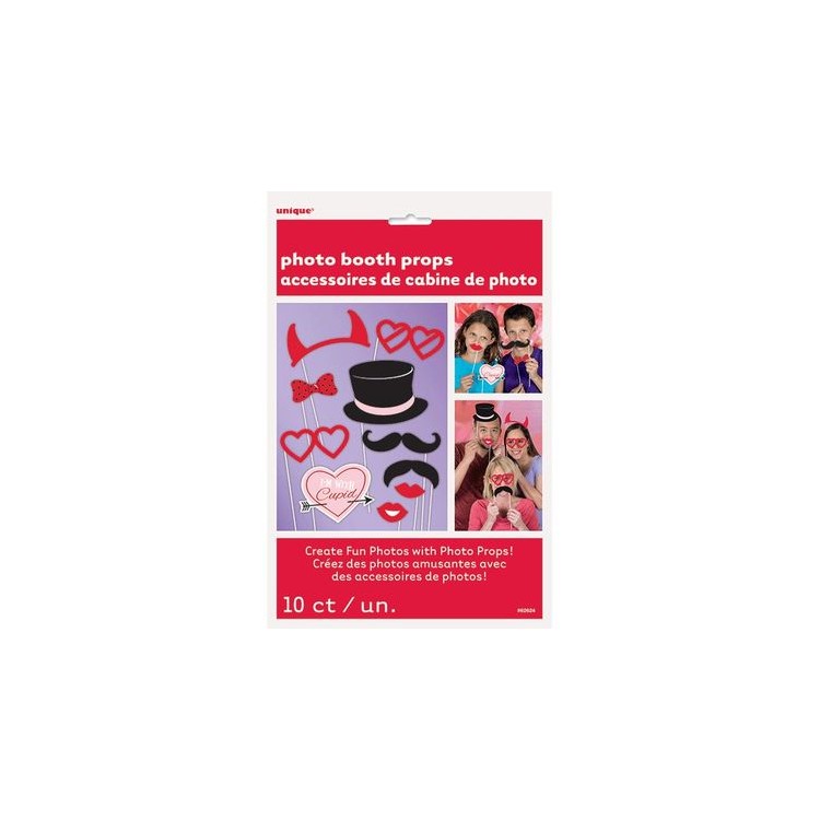 Kit Accessori Foto / Selfie tema Love - 10 pezzi - misure e forme diverse - Unique