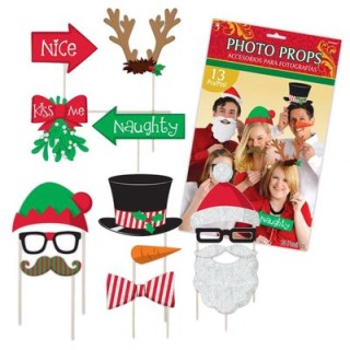 Kit Accessori Foto / Selfie tema Natale - 13 pezzi - misure e forme diverse - Unique