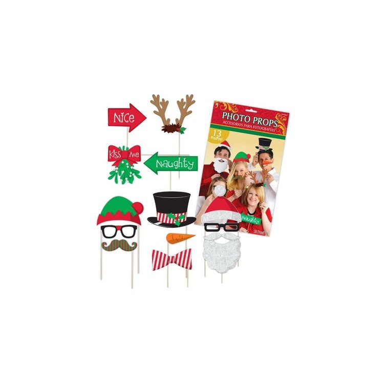 Kit Accessori Foto / Selfie tema Natale - 13 pezzi - misure e forme diverse - Unique