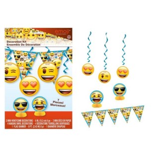 Kit bandierine pendenti e centrotavola  Emoji-Emoticon   7  pezzi - Unique