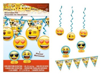 Kit bandierine pendenti e centrotavola  Emoji-Emoticon   7  pezzi - Unique