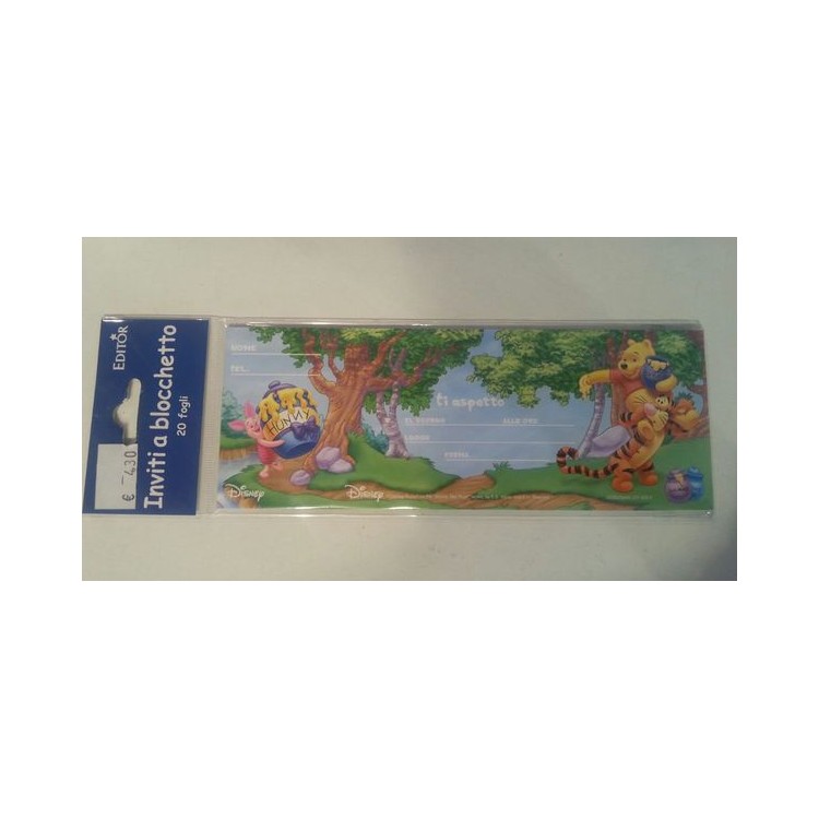 Inviti festa Winnie Pooh - 20 inviti - 20 cm x 7,5 cm
