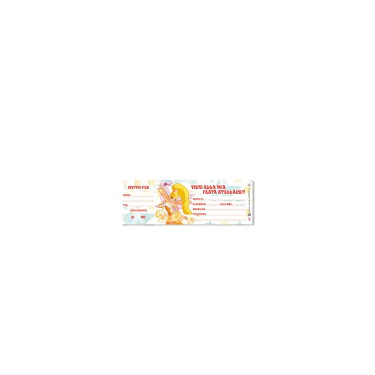 Inviti per Festa delle Winx - 15 inviti - 22,5 cm x 7,5 cm