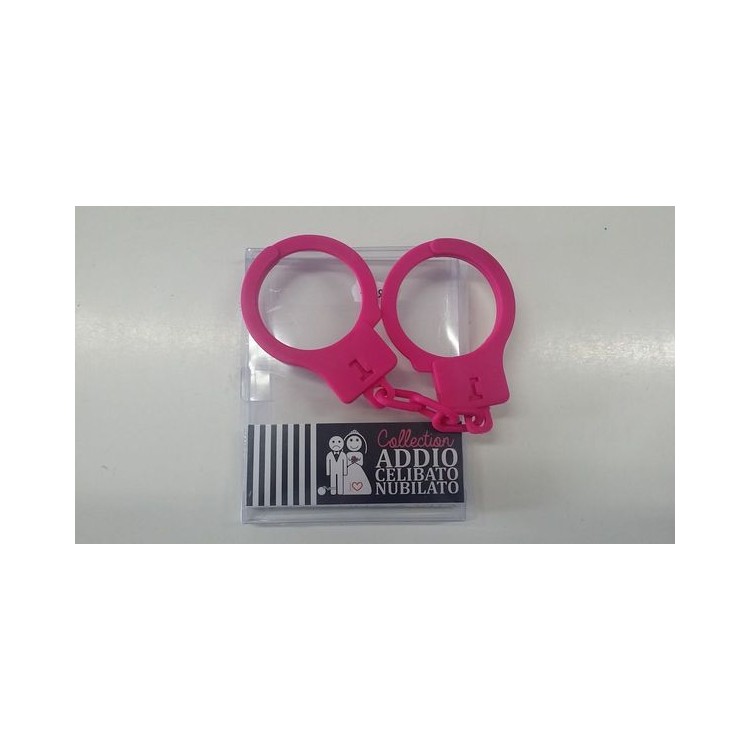 Manette fucsia   sexy in Plastica  per  addio al nubilato o scherzo matrimonio pz 1