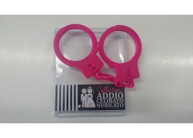 Manette fucsia   sexy in Plastica  per  addio al nubilato o scherzo matrimonio pz 1